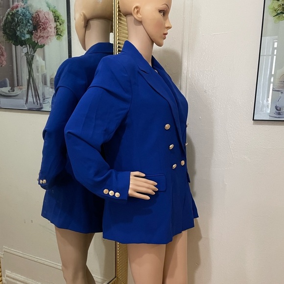 Marled Royal Blue Double-Breasted Blazer - Picture 10 of 15